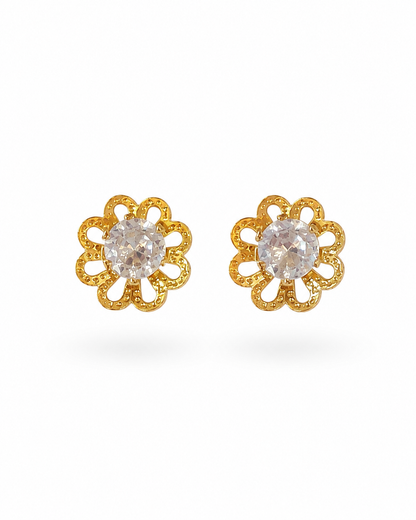 Vintage Petal Crystal Stud Earrings