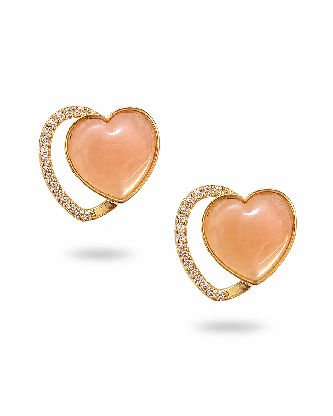 Romantic Rose Heart Dual-Frame Stud Earrings