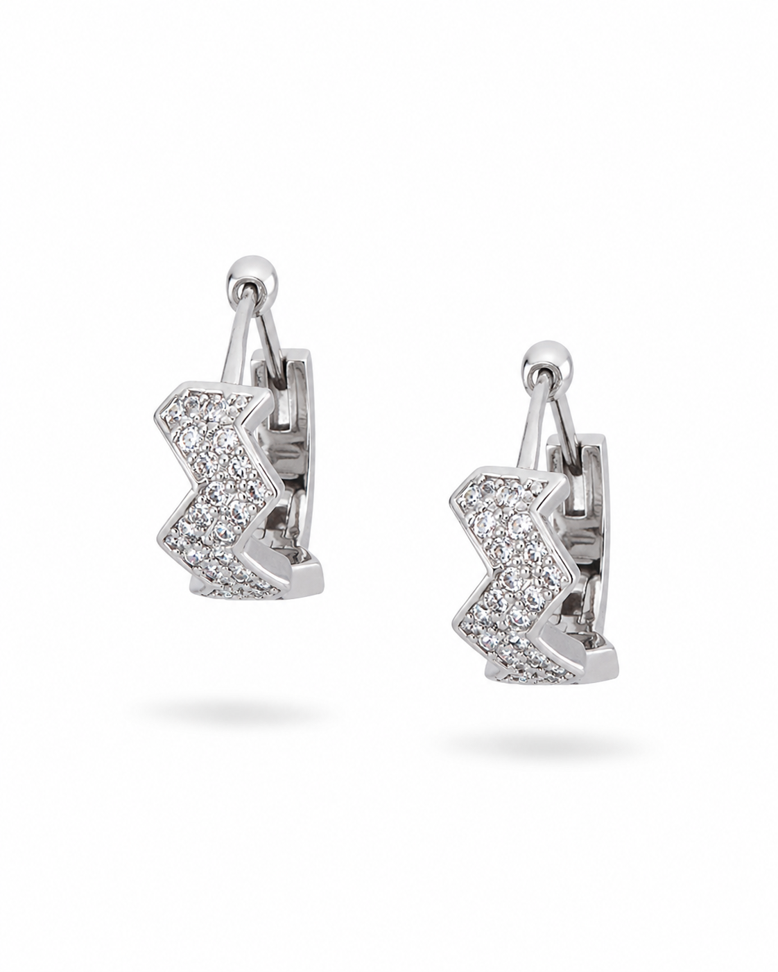 Sparkling Geometric Zig-Zag Drop Earrings