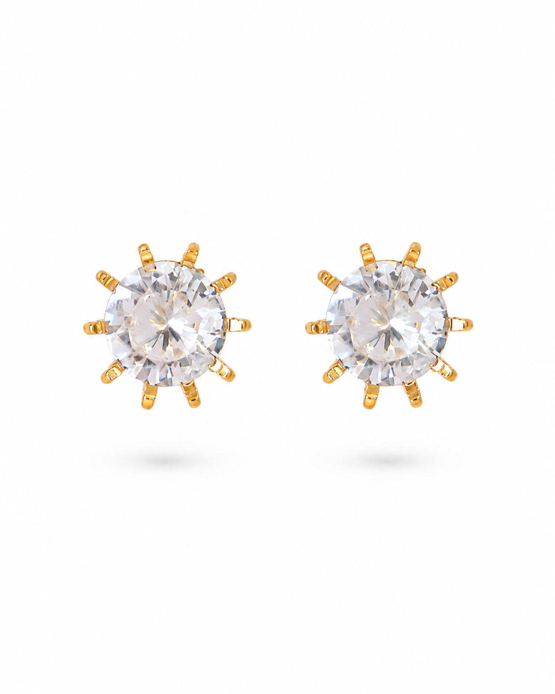 Celestial Sunburst Solitaire Stud Earrings