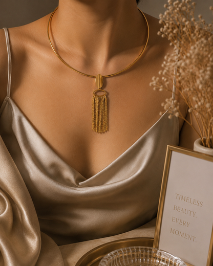 The Golden Fringe Statement Torque Necklace