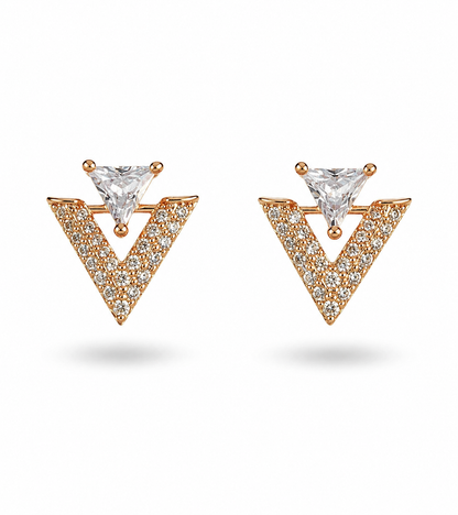 Geometric Chevron & Trillion Gem Stud Earrings