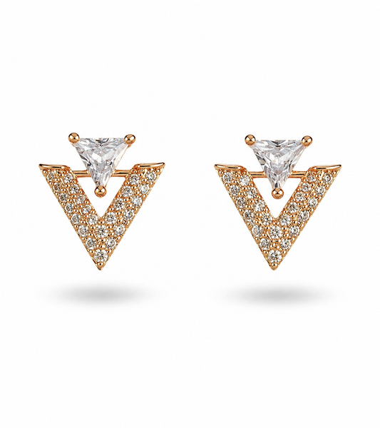 Geometric Chevron & Trillion Gem Stud Earrings
