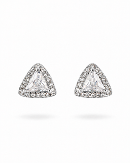 Trillion Halo Stud Earrings